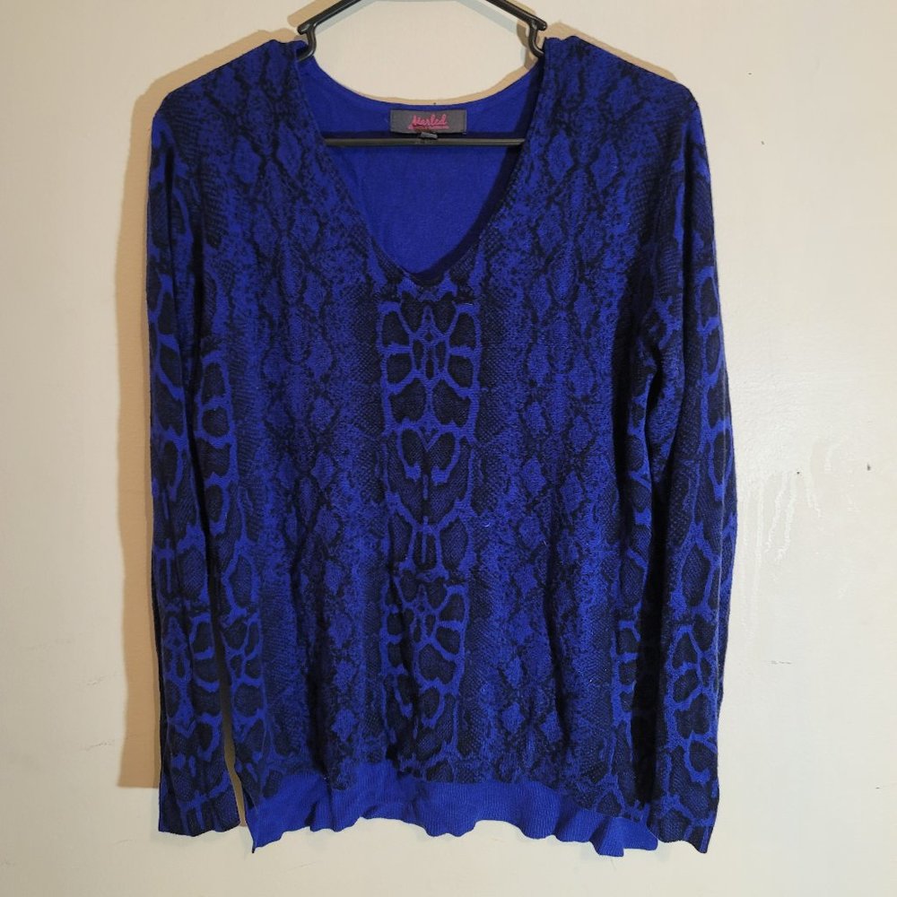 Marled Blue Snakeskin Top M